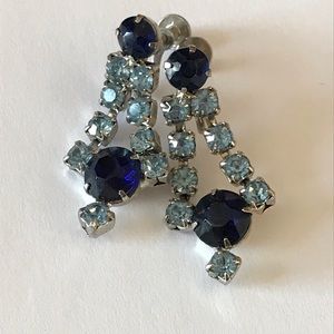 Vintage Blue rhinestone earrings
